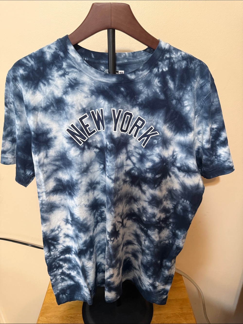 New Era Navy & White Tie-Dye 'New York' Short Sleeve Tee